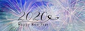 New Year Holiday 2020 background banner with fireworks