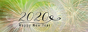 New Year Holiday 2020 background banner with fireworks