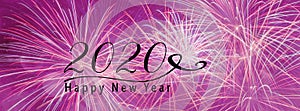 New Year Holiday 2020 background banner with fireworks