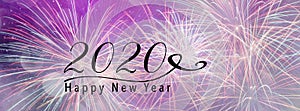 New Year Holiday 2020 background banner with fireworks