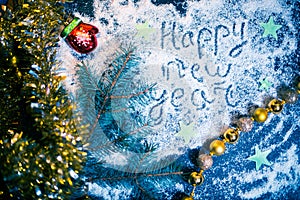 New Year holiday background on a dark plate.