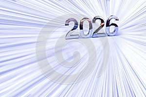 New year holiday concept, white background with silver 2026