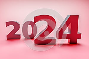 New year holidey concept in red colors. Number 2024
