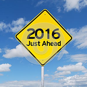 New year 2016 just ahead road sign