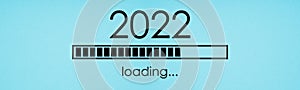 new year 2022 loading bar in minimalist web banner photo