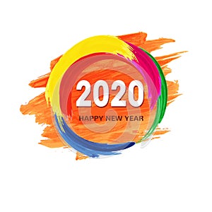 New year 2020 logo text with color fush acrilic splashes. photo