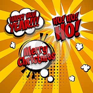 New year, Merry Christmas, hohoho set
