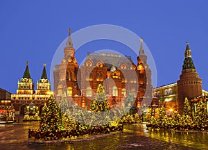 New Year Moscow, the festival `Journey to Christmas`. Manezhnaya square