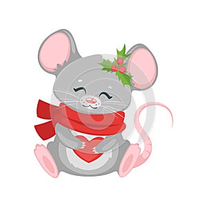 New year mouse with scarf