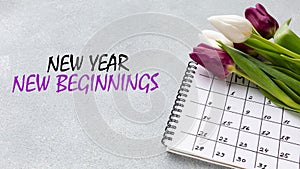 New year new beginnings, inspirational quote for new years resolutions.