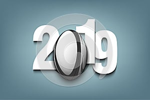 New Year numbers 2019 and rugby ball
