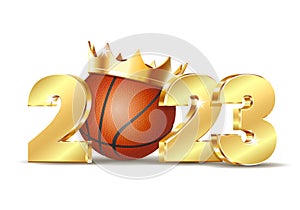 New Year numbers 2023 with soccer ball isolated on white background.