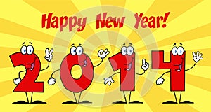 2014 New Year Numbers Cartoon Characters