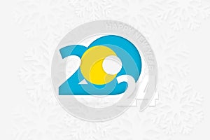 New Year 2024 for Palau on snowflake background