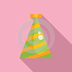 New year party cone icon flat vector. Cone star revelry