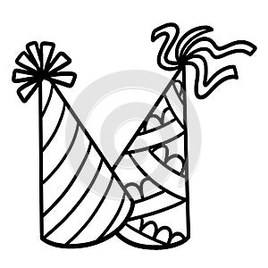 New Year Party Hat Isolated Coloring Page for Kids