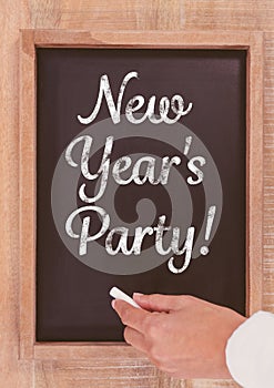 New year party text on blackboard