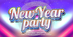 New Year Party Text Style Effect. Editable Graphic Text Template
