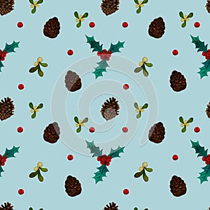 New year pattern with berries and corn