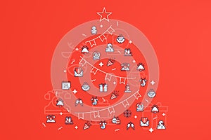 New year pattern with festive christmas icons