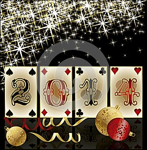 New 2014 Year poker style, casino greeting card