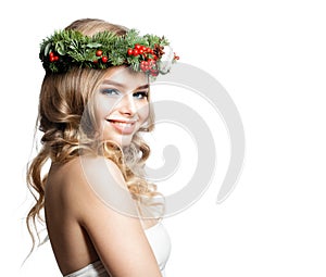 New Year Portrait of Beautiful Smiling Model Woman