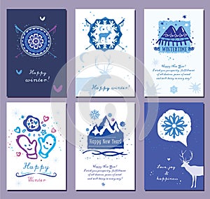 New year post cards and illustrations