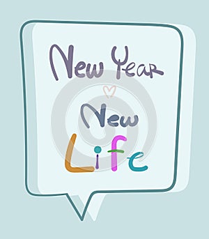 New Year Quote. New year New life Hand drawn lettering