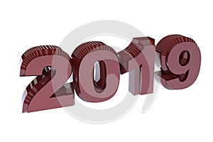 New year red text 2019 3d rendering