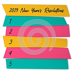 New Year Resolutions sticky notes vector template.