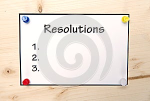 New year Resolutions Note on wood in Blank