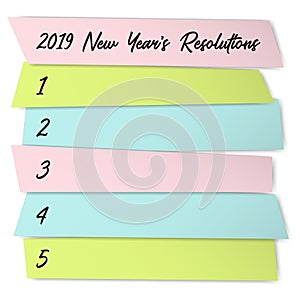 New Year Resolutions sticky notes vector template.