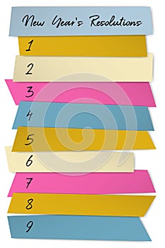 New Year Resolutions sticky notes vector template.