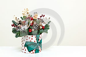 New Year`s bouquet on a white background