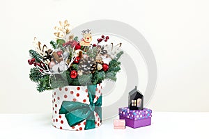 New Year`s bouquet on a white background