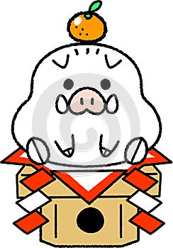 New Year`s card material _rice cake type white boar