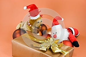 New Year's and Christmas decoration with gift