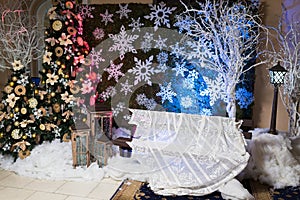 New Year\'s decor and decorations of the photo zone, a lamp for candles