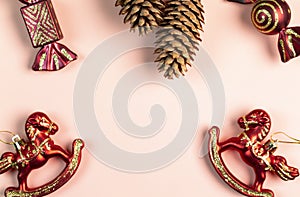 New Year`s decorations border with a clean colored page