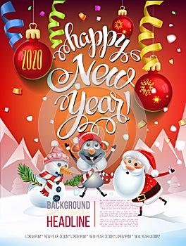 New Year`s design. 2020 the year mouse. Vector neon figures with lights.