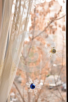 New Year\'s detail decor. Happy New Year, greeting card.