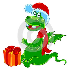 New Year's dragon with a gift