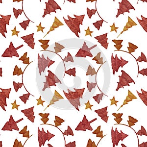 New year s elements. Seamless pattern, decorative elements for Christmas. Decorations and stars, garlands and yellow-red