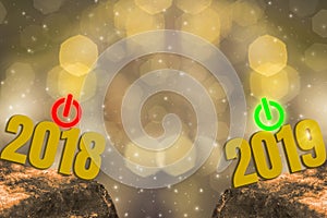 New Year`s Eve 2018 and Starting 2019 Brightness Theme of Gold,h