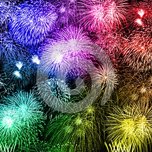 New Year`s Eve fireworks background years year square colorful f