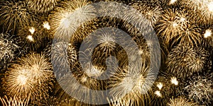 New Year`s Eve fireworks gold golden background banner years yea