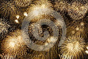 New Year`s Eve fireworks gold golden background years year firew