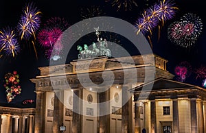 New Year`s Eve party at the Brandenburg Gate, Berlin in the New Year. Brandenburger Tor Brandenburg Gate one of the best-known