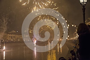 New Year`s fireworks in Tuscany