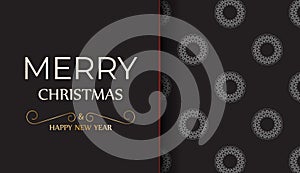 New Year's greetings card in black with a white pattern.